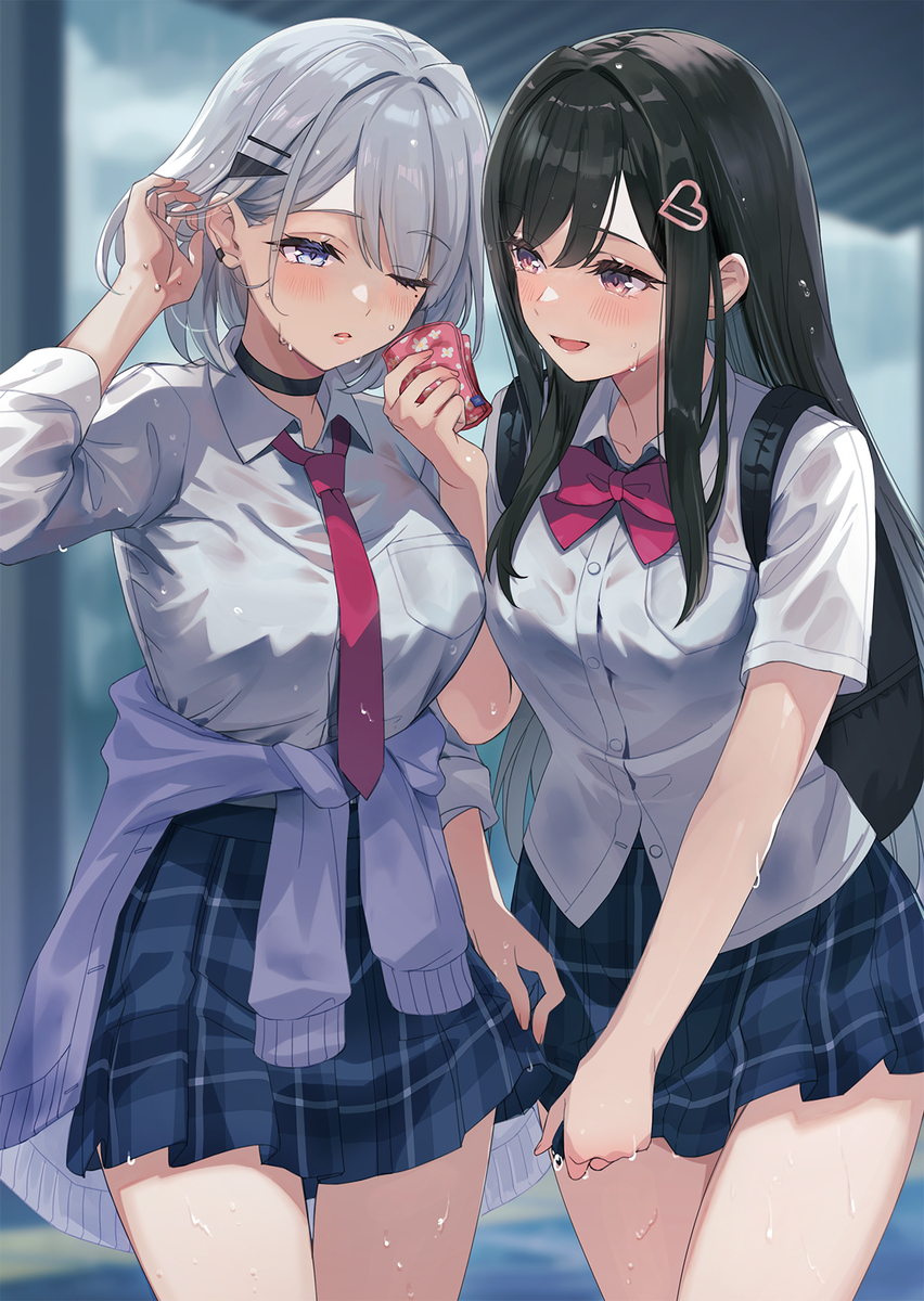 This is a pixiv picture whose title is 「......雨、降られちゃったね。」.