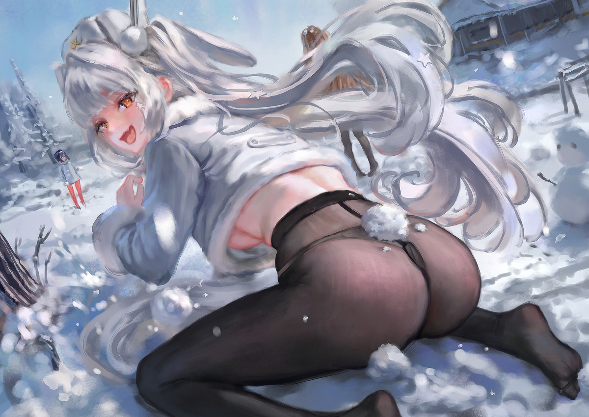 This is a pixiv picture whose title is 雪遊び.