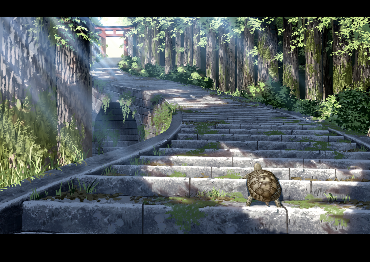 This is a pixiv picture whose title is 背景描きは継続に尽きる.