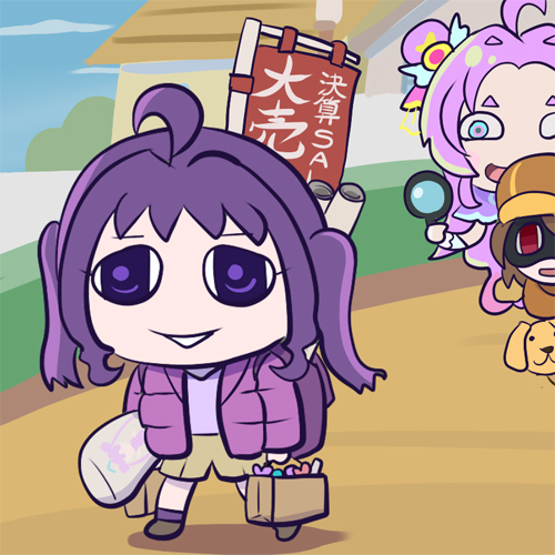 This is a pixiv picture whose title is 尾行と推理.