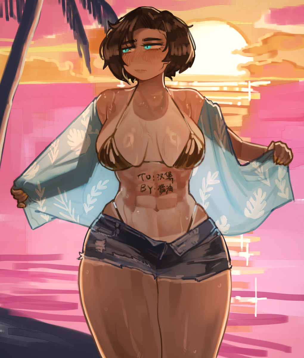 This is a pixiv picture whose title is 稿 夏威夷汉堡.