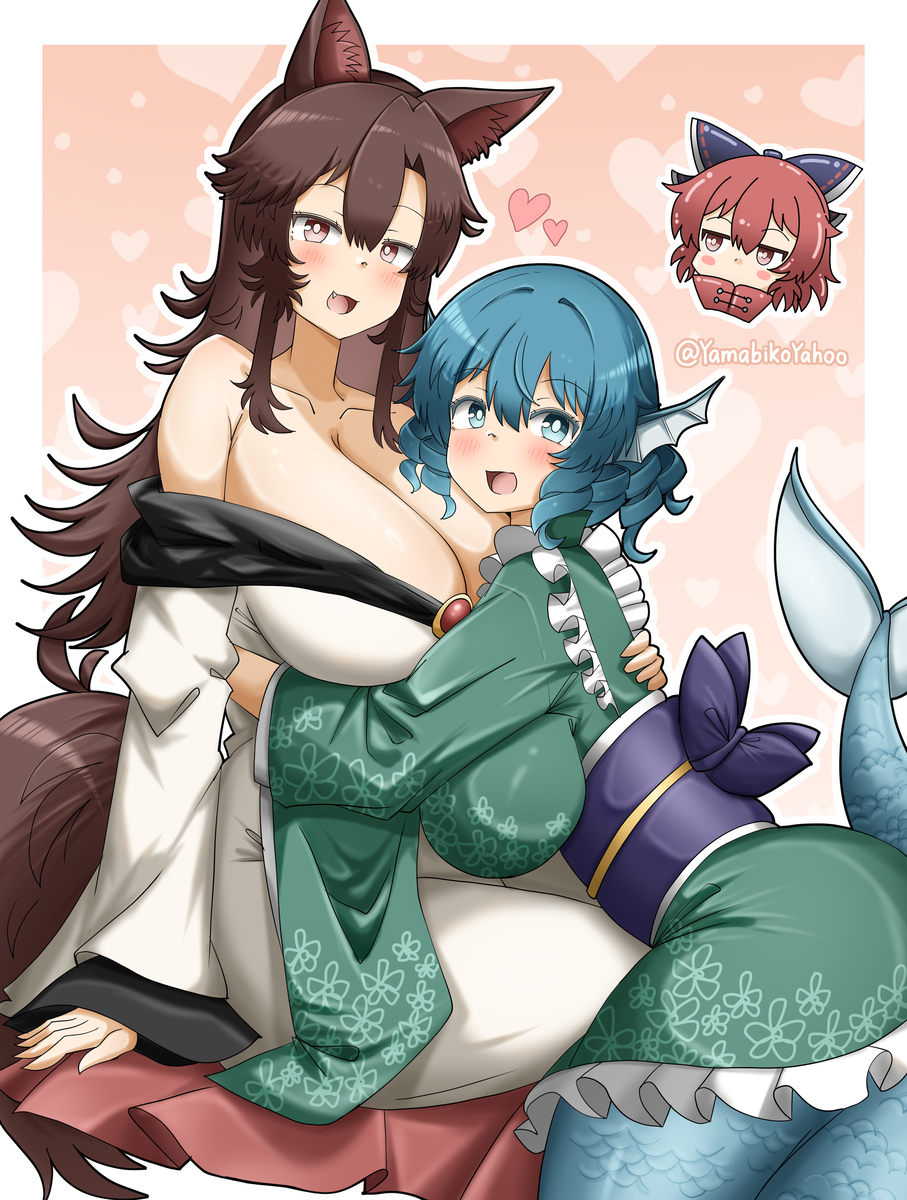 This is a pixiv picture whose title is 🐺🐟❤.