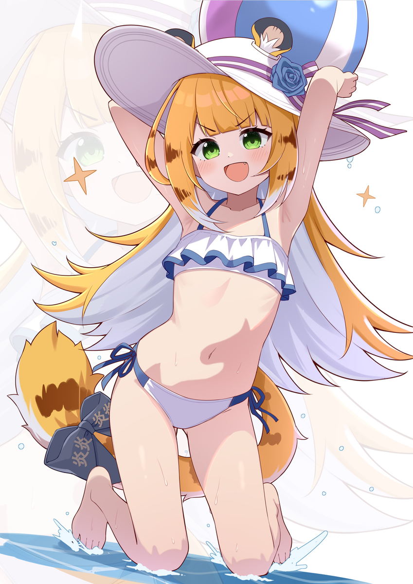 This is a pixiv picture whose title is 福福泳装.