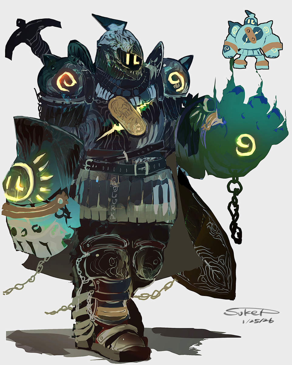 This is a pixiv picture whose title is ゴルーグモチーフの騎士（ポケモン）.