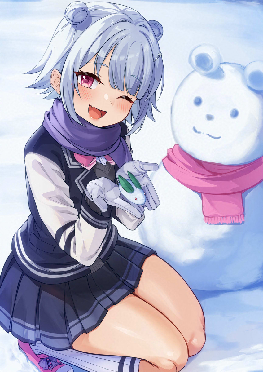 This is a pixiv picture whose title is 見て―！雪うさぎちゃんできた♪.