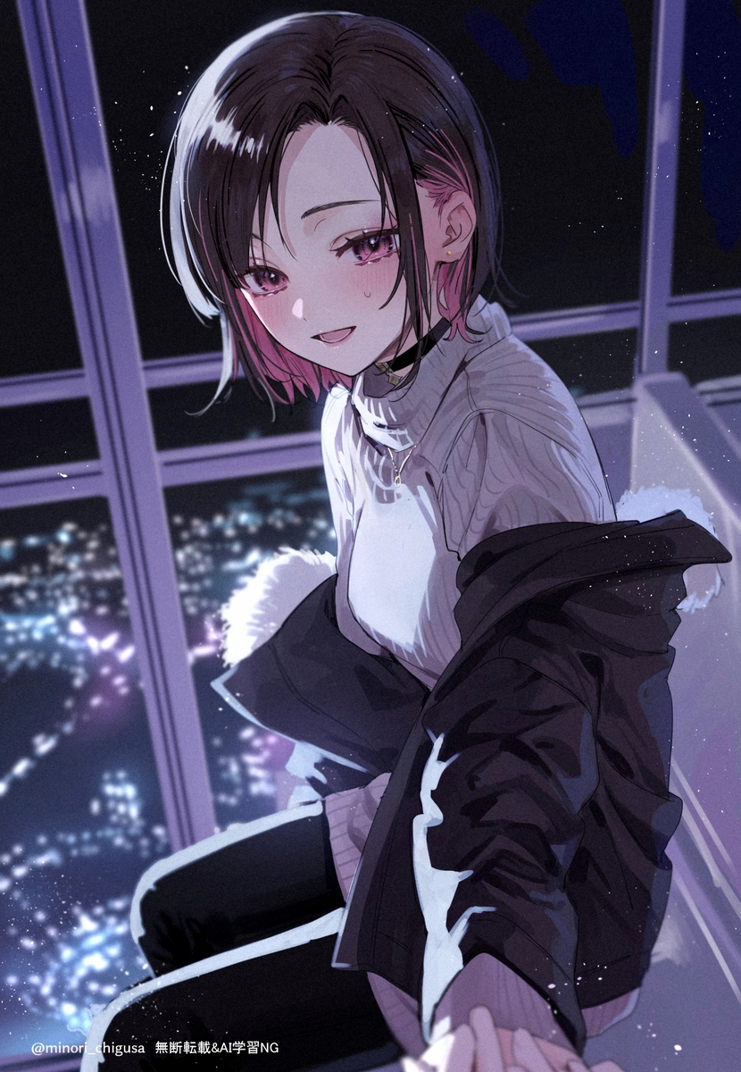 This is a pixiv picture whose title is ｢景色………どころじゃないかも…｣.