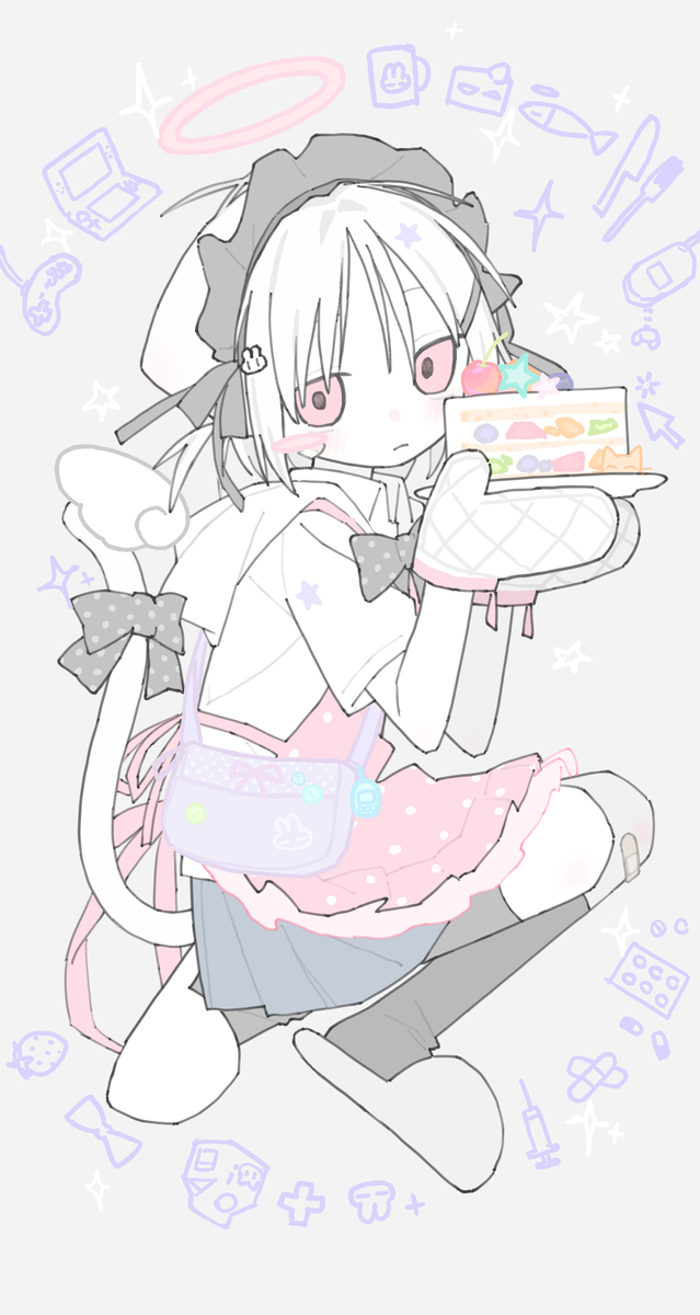 This is a pixiv picture whose title is 🐱🍰.