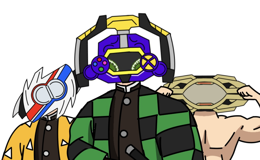 This is a pixiv picture whose title is 鬼殺隊です通してください.