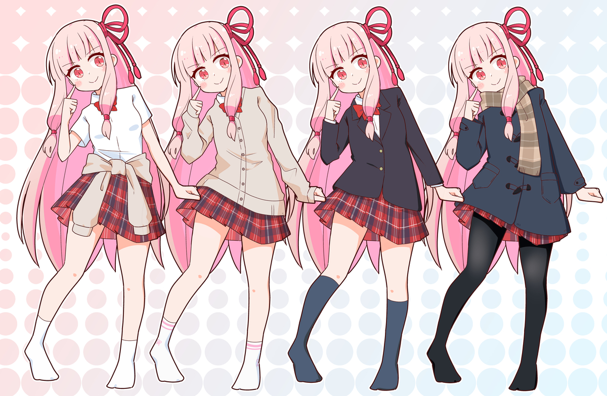 This is a pixiv picture whose title is 茜ちゃん制服シリーズ.