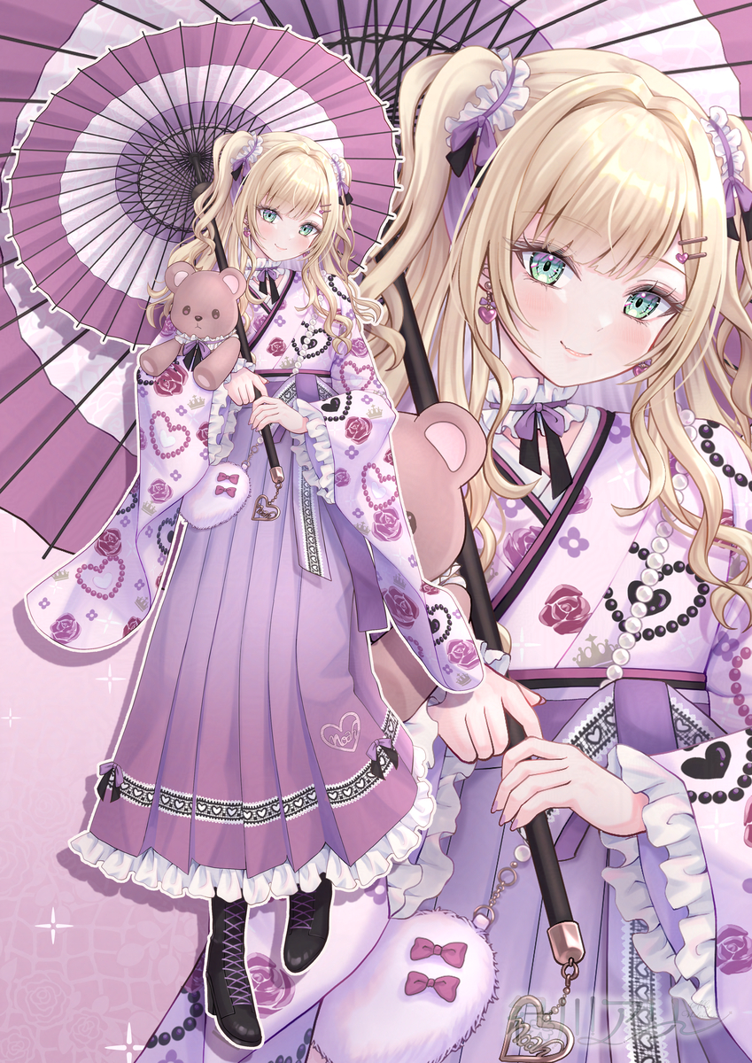 This is a pixiv picture whose title is 袴のあちゃん💜.