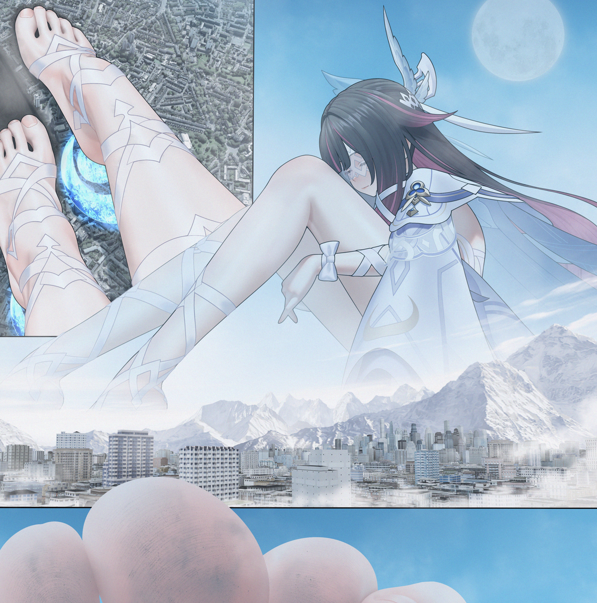 This is a pixiv picture whose title is Giantess Columbina.