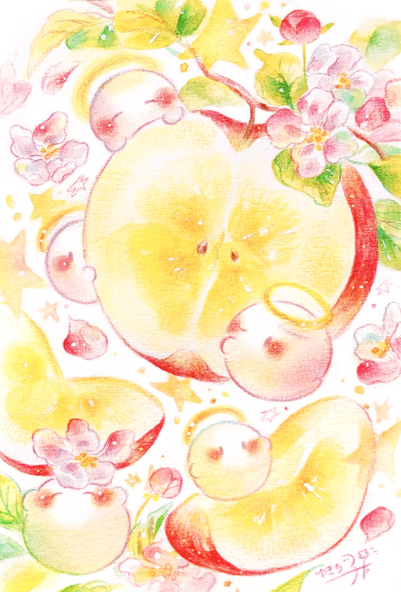 This is a pixiv picture whose title is 天使が育てた 蜜りんご.