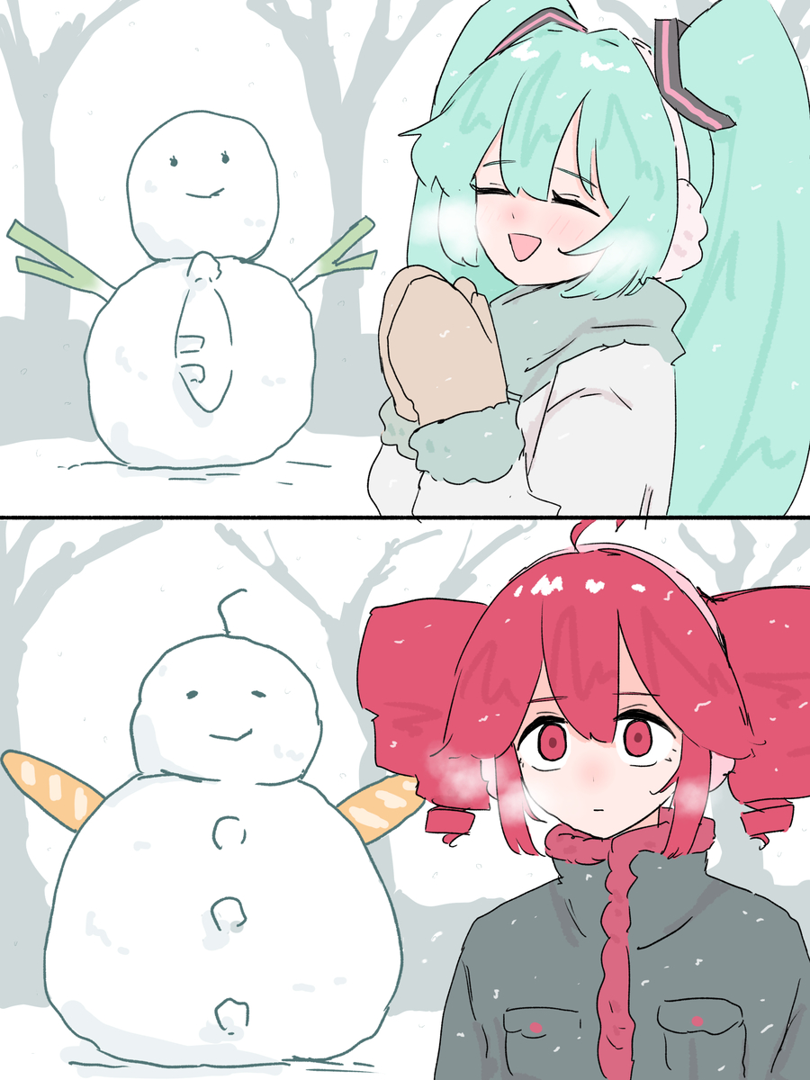 This is a pixiv picture whose title is 雪だるま作ろう.