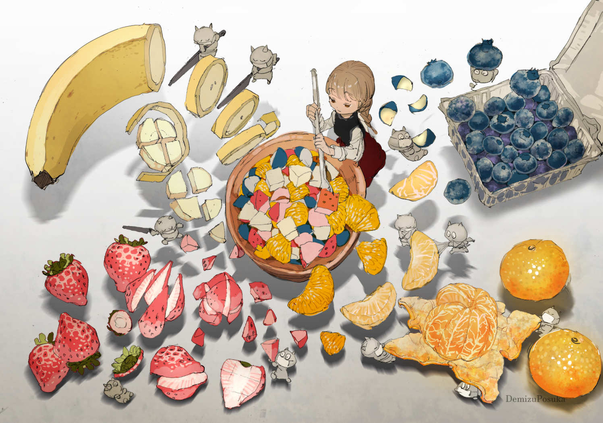 This is a pixiv picture whose title is 果物のある生活.