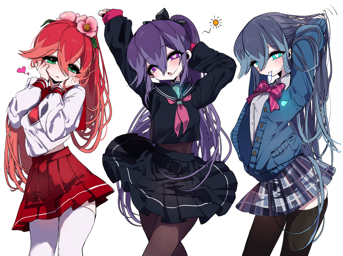 This is a pixiv picture whose title is JK三姫.