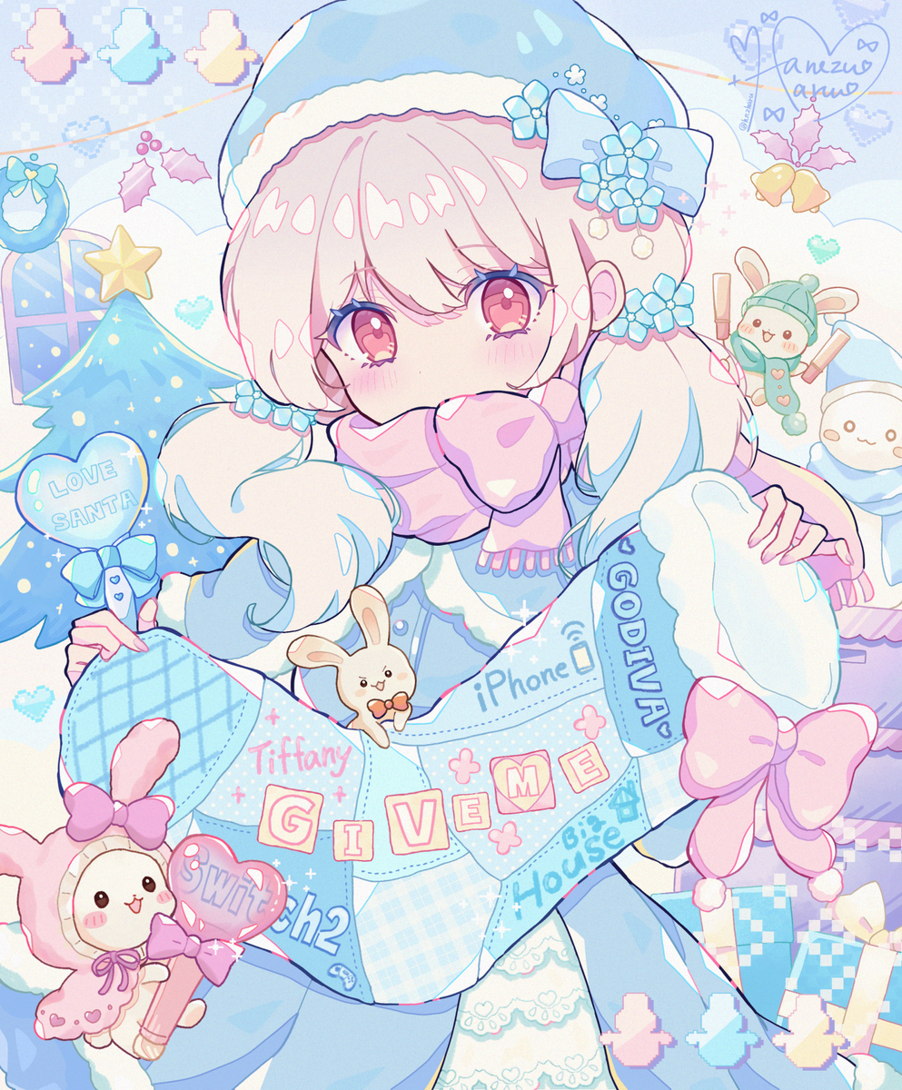 This is a pixiv picture whose title is 【オリジナル】年に一度だけ熱烈なサンタ推しになる女の子🎄.