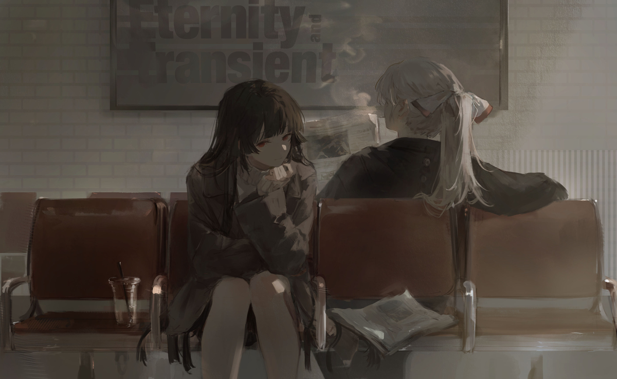 This is a pixiv picture whose title is 輝夜と妹紅.