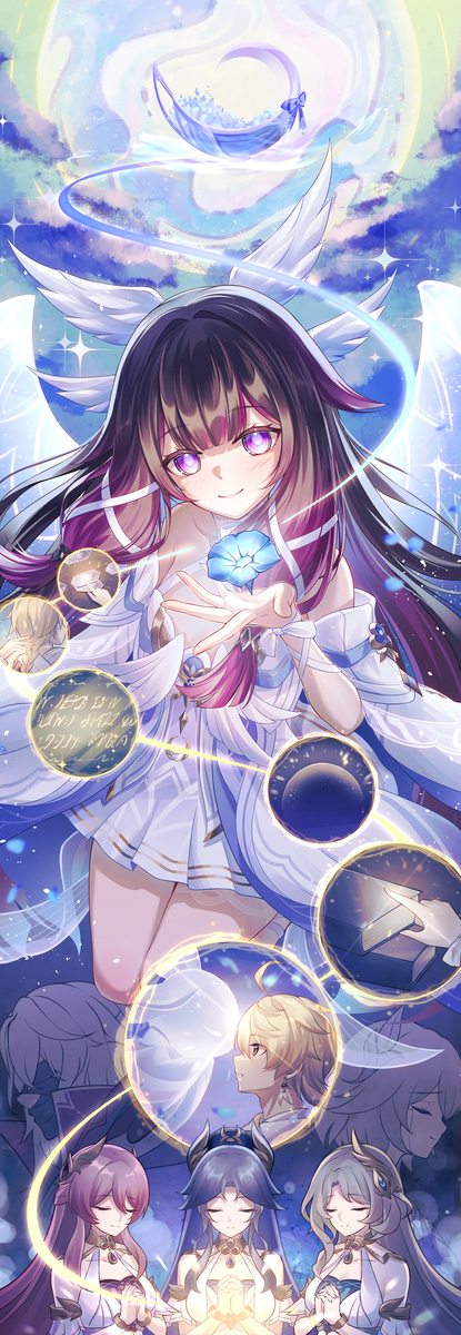 This is a pixiv picture whose title is 『月光は巡る』.