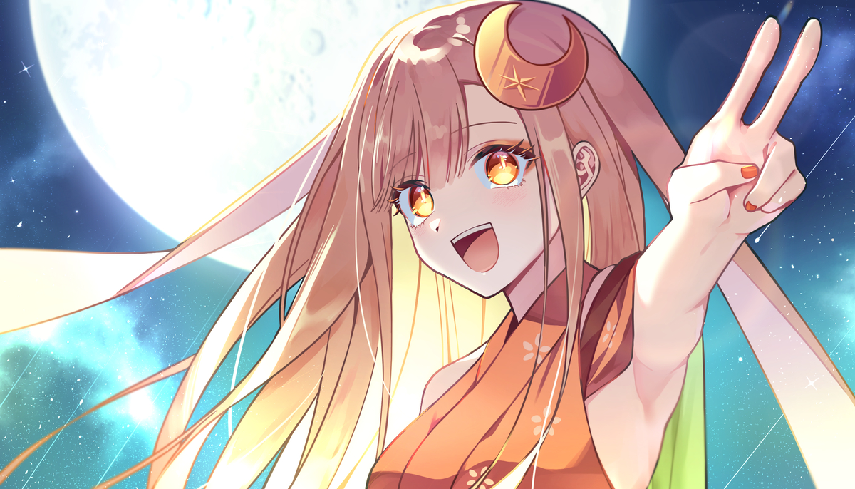 This is a pixiv picture whose title is 🌕🐇.