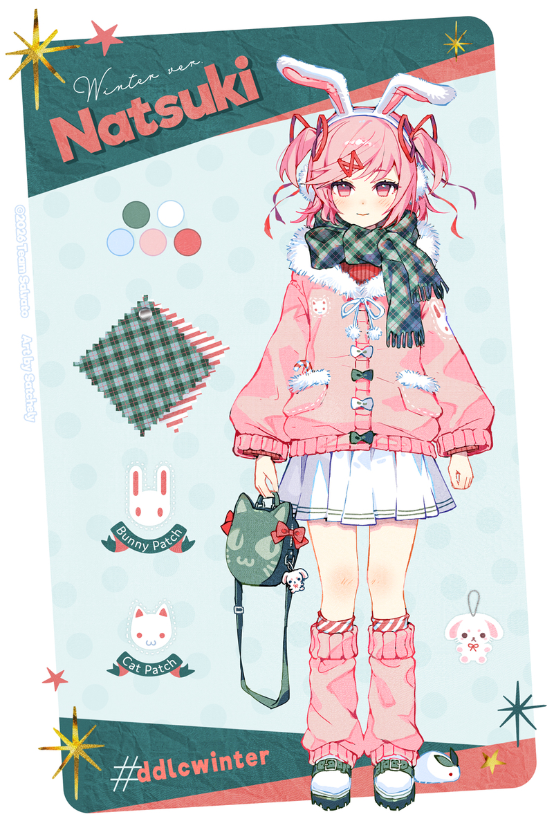 This is a pixiv picture whose title is DDLC winter ver. outfits.