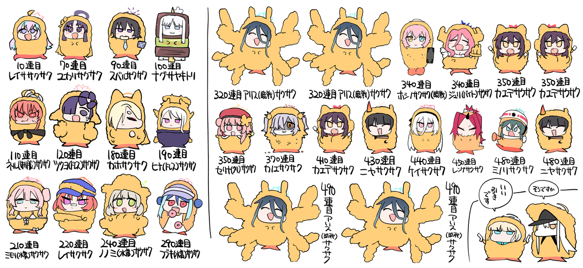 This is a pixiv picture whose title is ブルアカ5周年ガチャで出てくれた生徒全員揚げた結果.