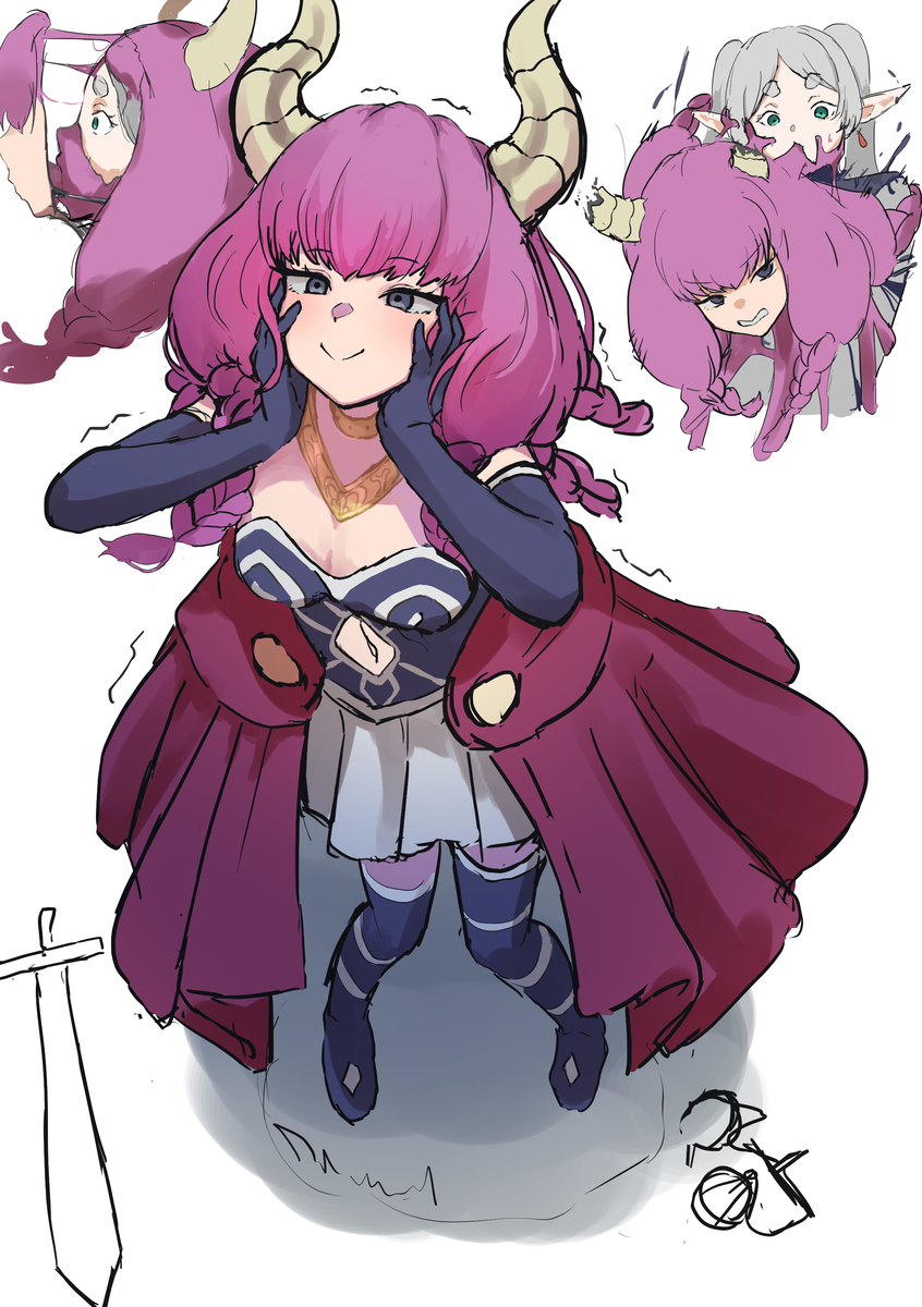 This is a pixiv picture whose title is 自分の首を切らせた魔法使いにくっついて見た目を自分にする魔法.