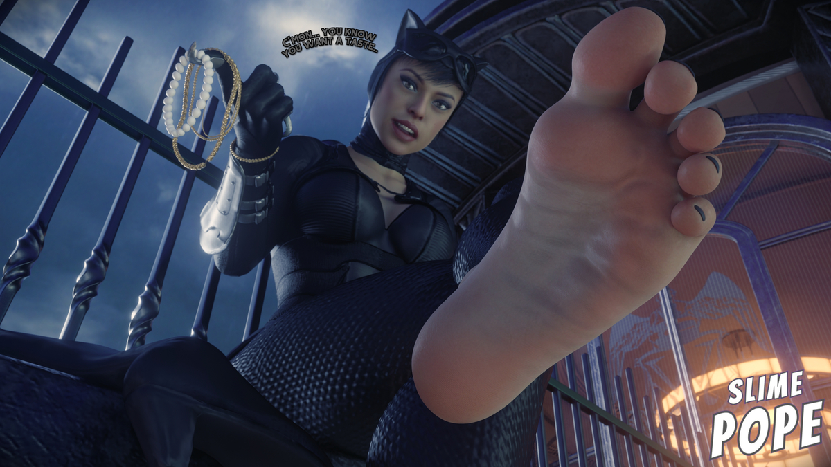 This is a pixiv picture whose title is Catwoman's Foot Tease.