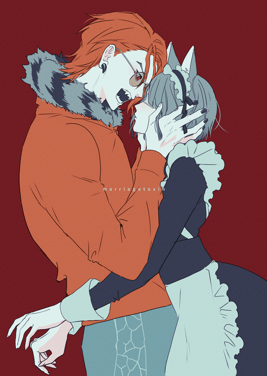 This is a pixiv picture whose title is 獣同士.