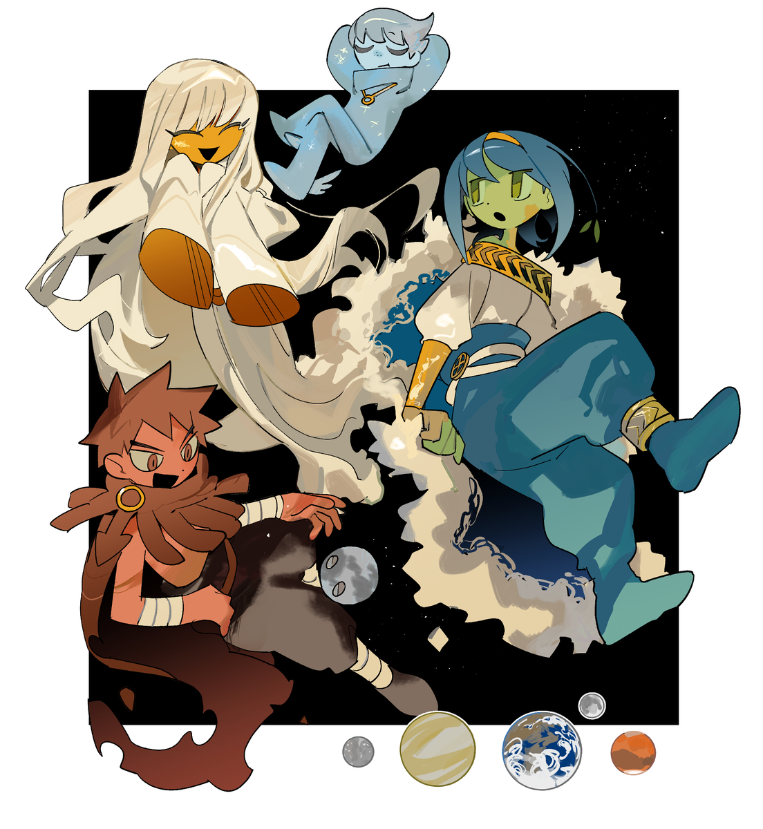 This is a pixiv picture whose title is 惑星擬人化.