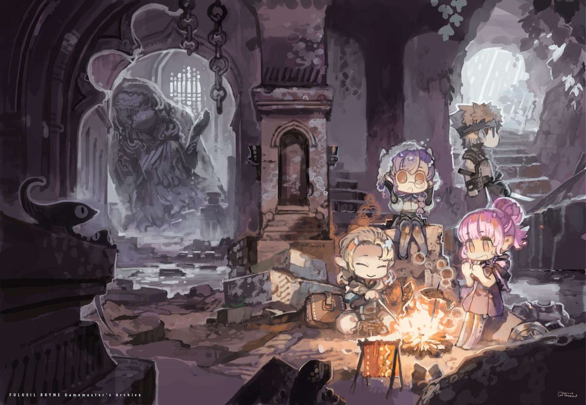 This is a pixiv picture whose title is 雨宿り（SW2.5同人誌表紙）.