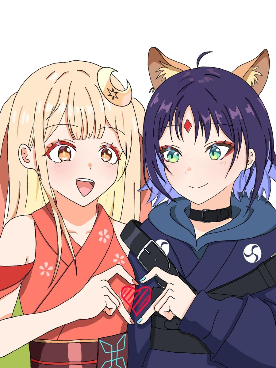 This is a pixiv picture whose title is 超かぐや姫！彩葉×辉夜❤️❤️❤️.