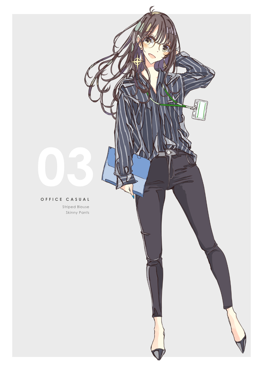 This is a pixiv picture whose title is メガネとストライプシャツ.