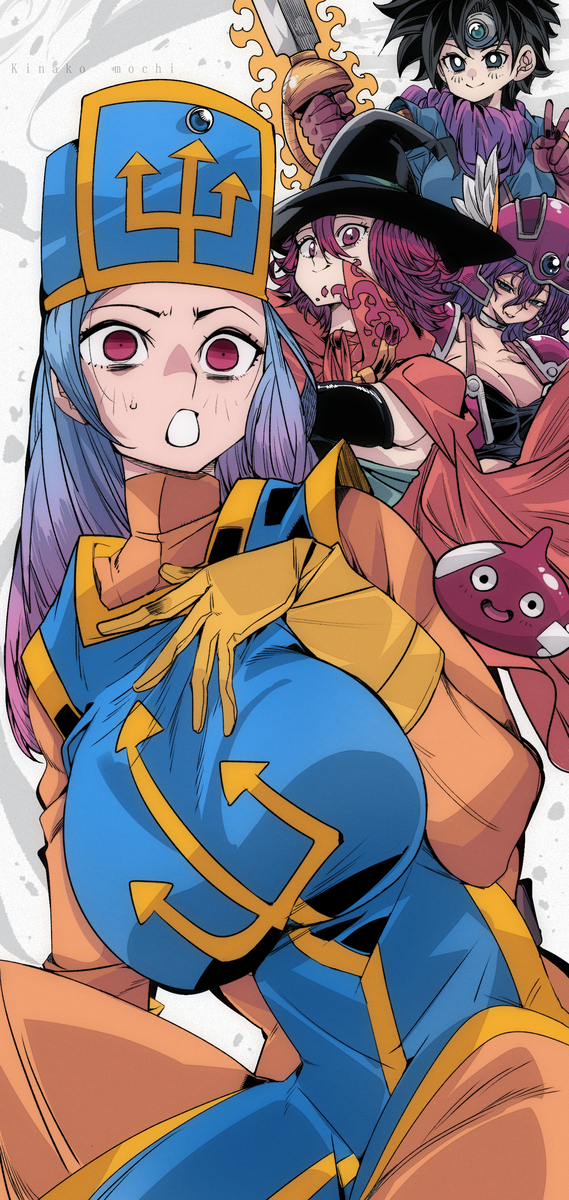 This is a pixiv picture whose title is DRAGON QUEST【デッかい僧侶とチッさいスライム】.