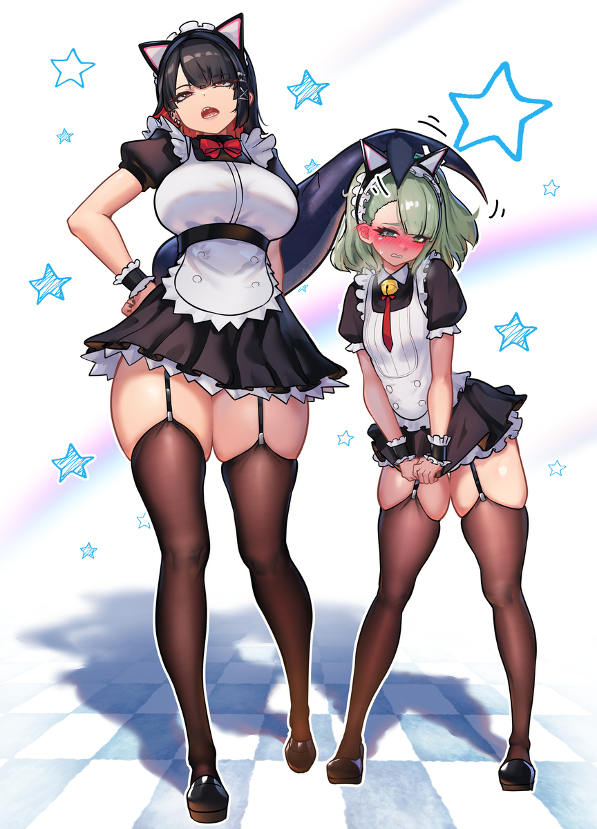 This is a pixiv picture whose title is メイド先輩後輩コンビ.