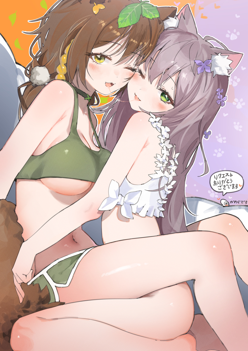 This is a pixiv picture whose title is 本多ぽこ&猫田ぺぺろ.