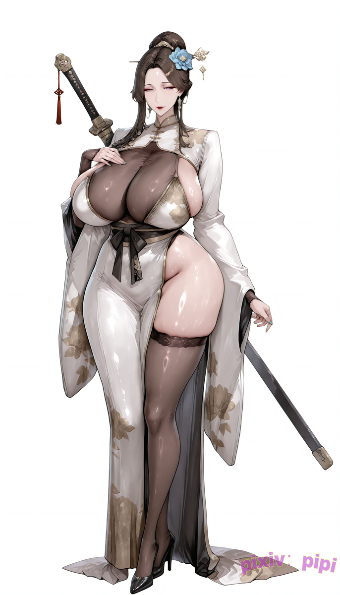 This is a pixiv picture whose title is 古风母猪.