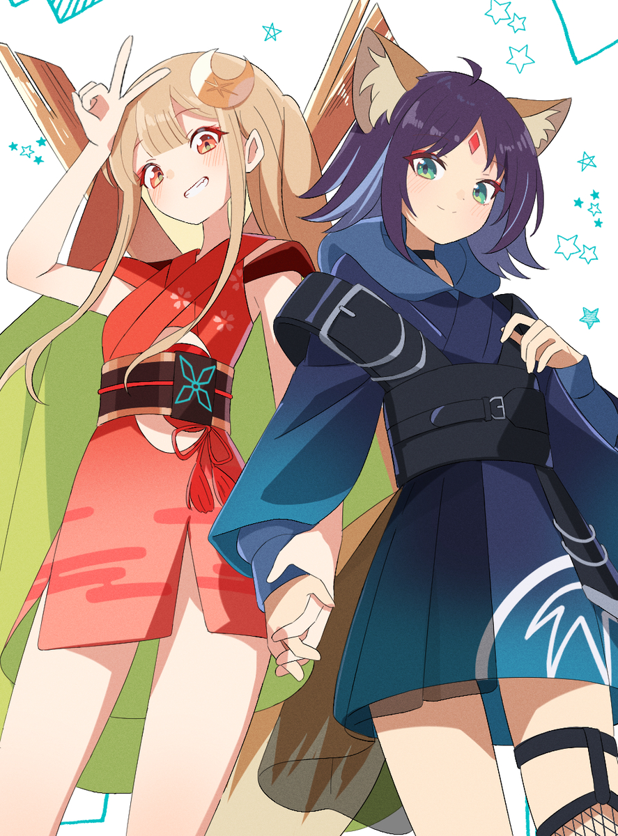 This is a pixiv picture whose title is かぐやと彩葉.