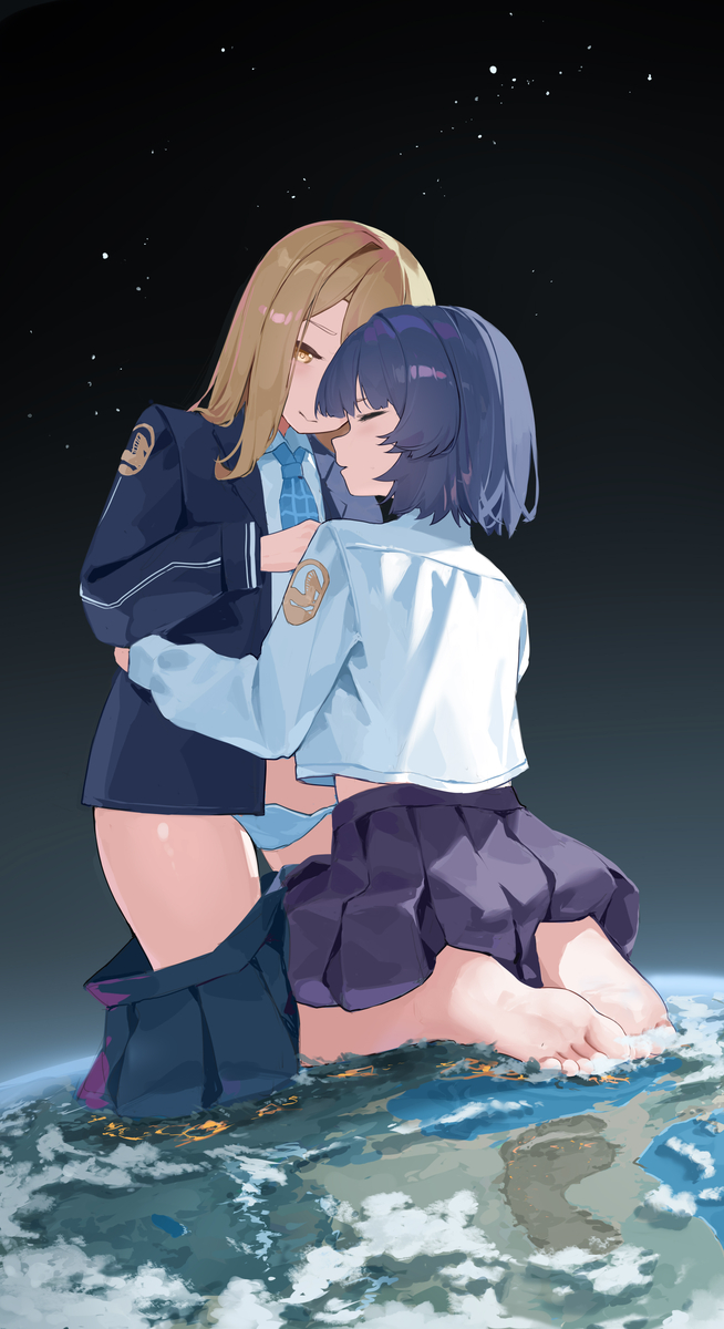 This is a pixiv picture whose title is 巨大百合贴贴.