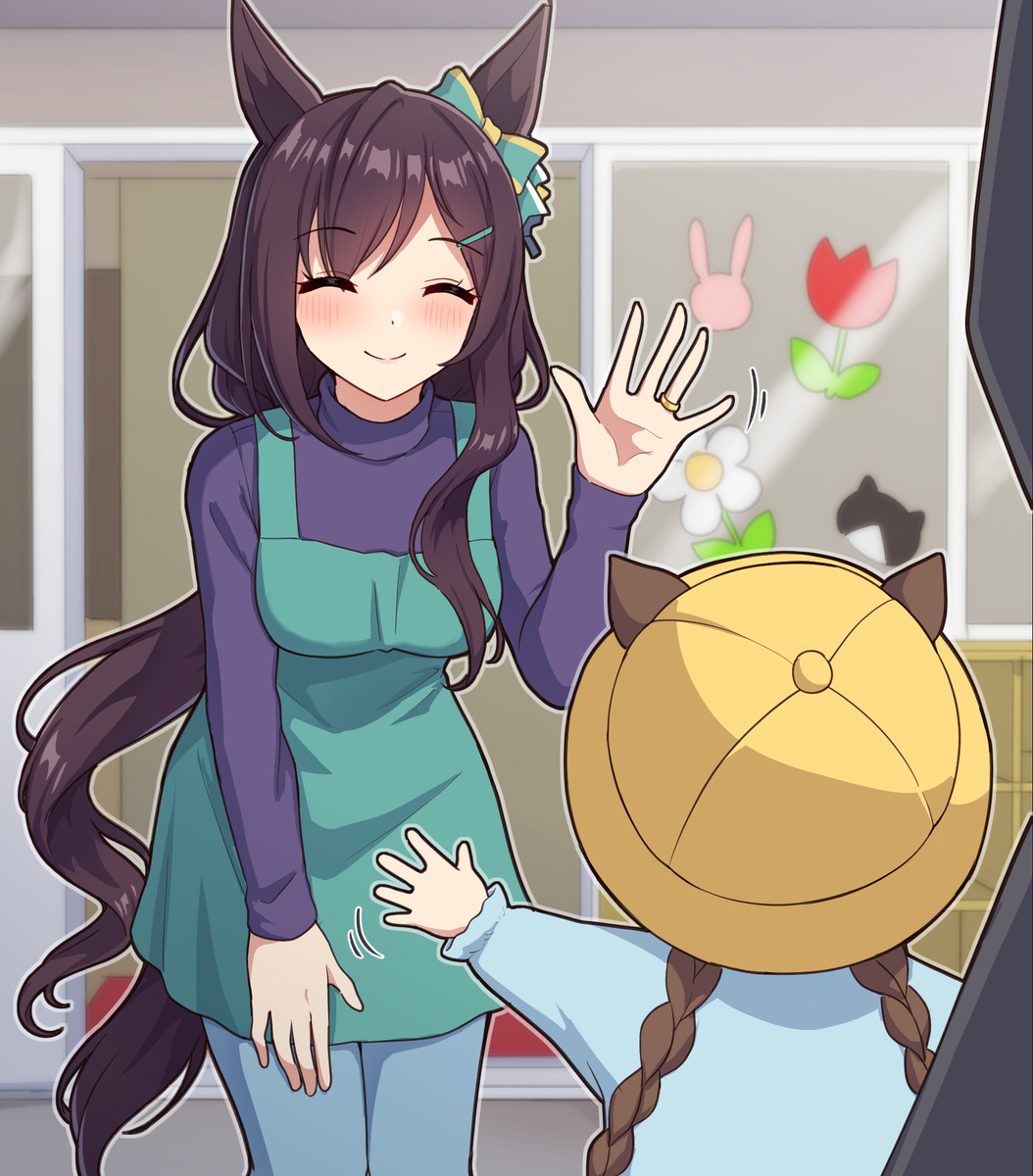 This is a pixiv picture whose title is (元動画有)子供に挨拶するメジロドーベル(32歳).