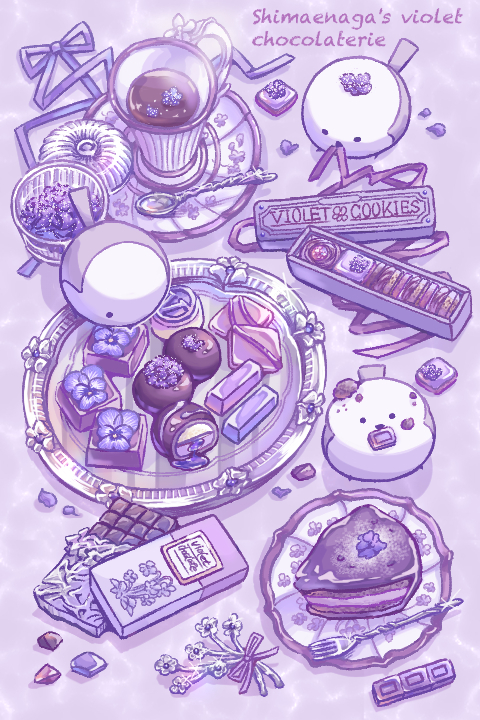 This is a pixiv picture whose title is シマエナガとスミレのショコラトリー.