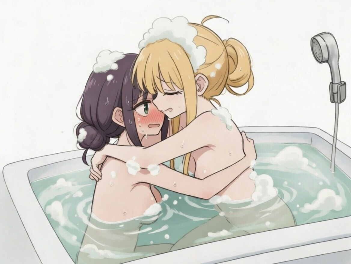 This is a pixiv picture whose title is 裸の付き合い.