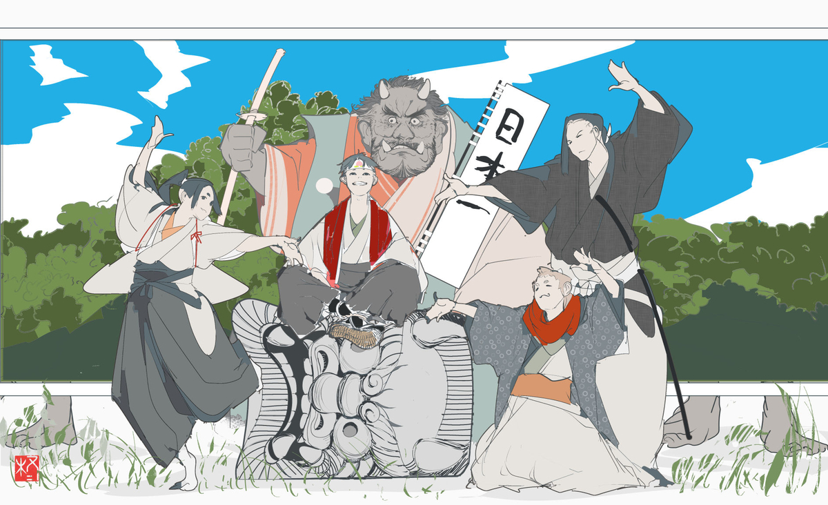 This is a pixiv picture whose title is なんたって桃太郎.