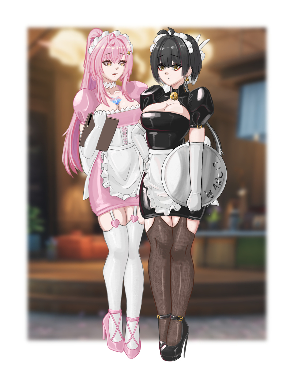 This is a pixiv picture whose title is 黑猫与小猫.