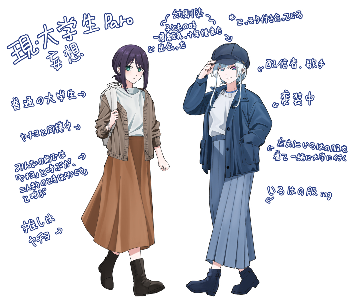 This is a pixiv picture whose title is 大学生妄想パロ.