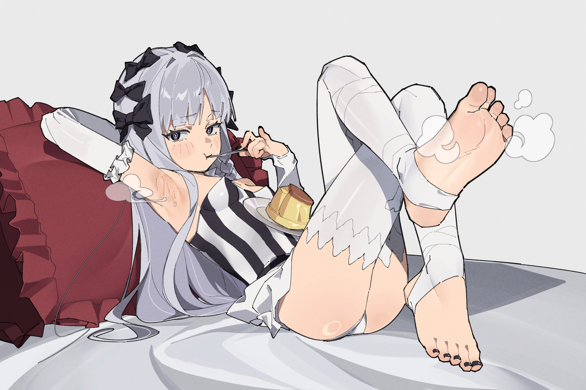 This is a pixiv picture whose title is ☁️💀🍮🦶☁️🛏.