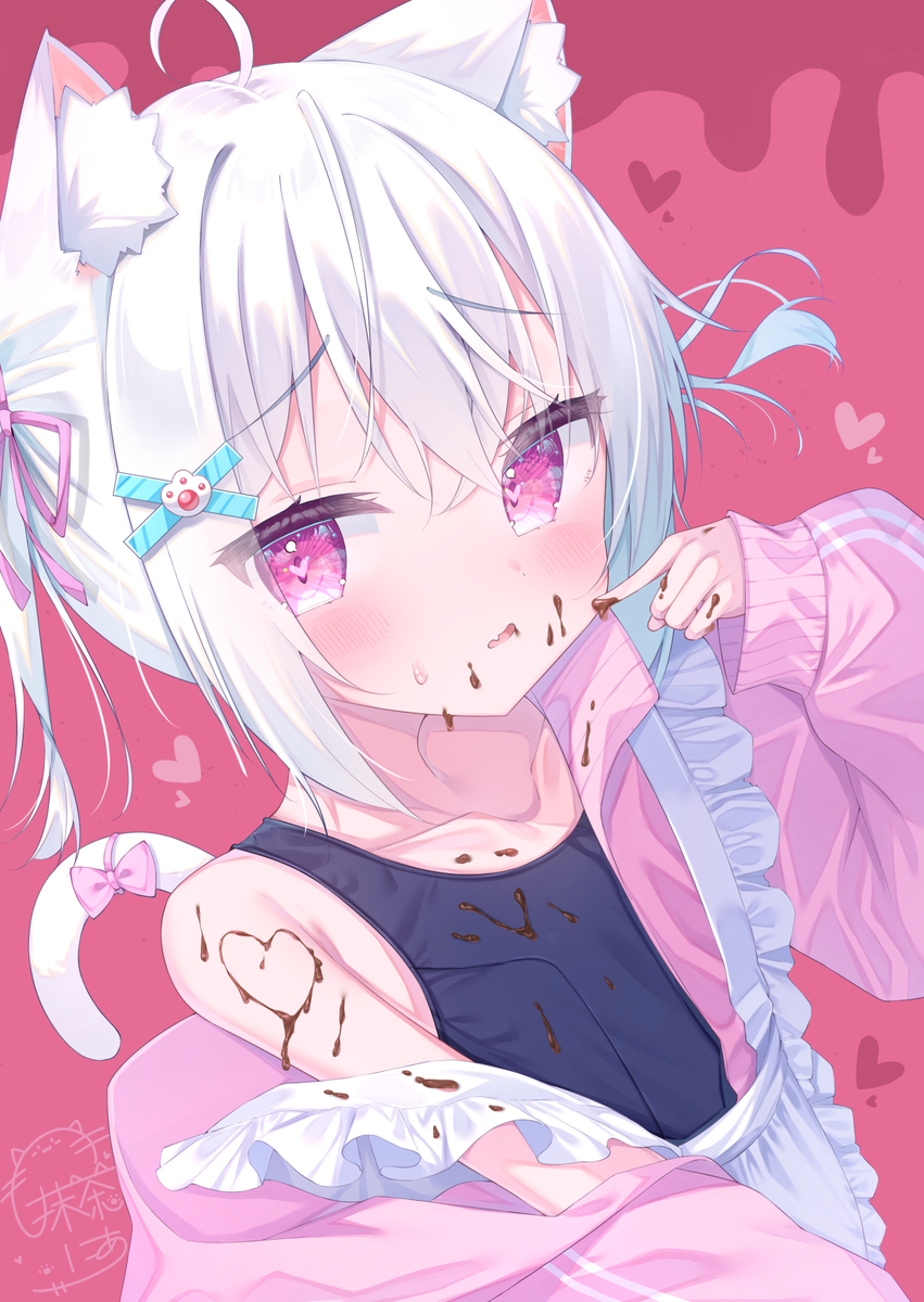 This is a pixiv picture whose title is …食べて…にゃ🤍🍫.