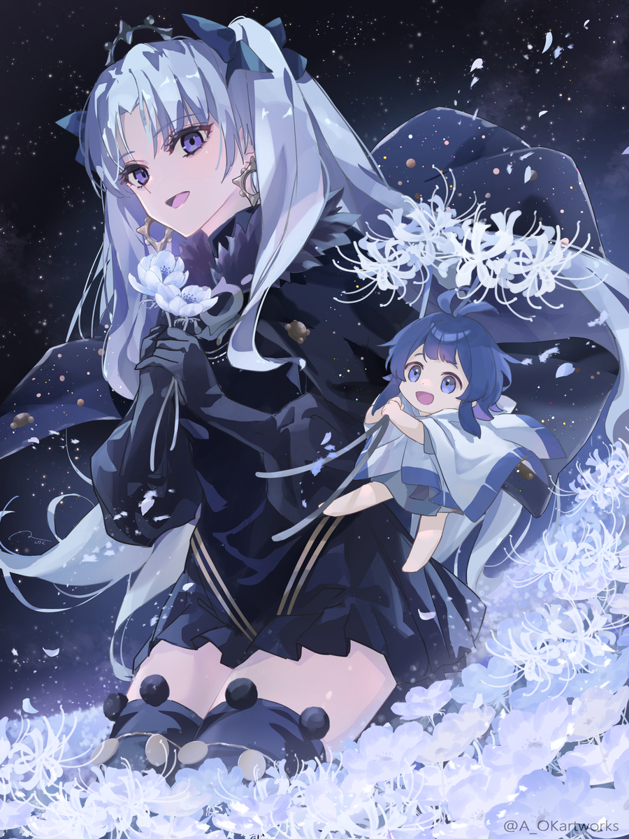 This is a pixiv picture whose title is エレシュキガル・オルタとわらしちゃん.