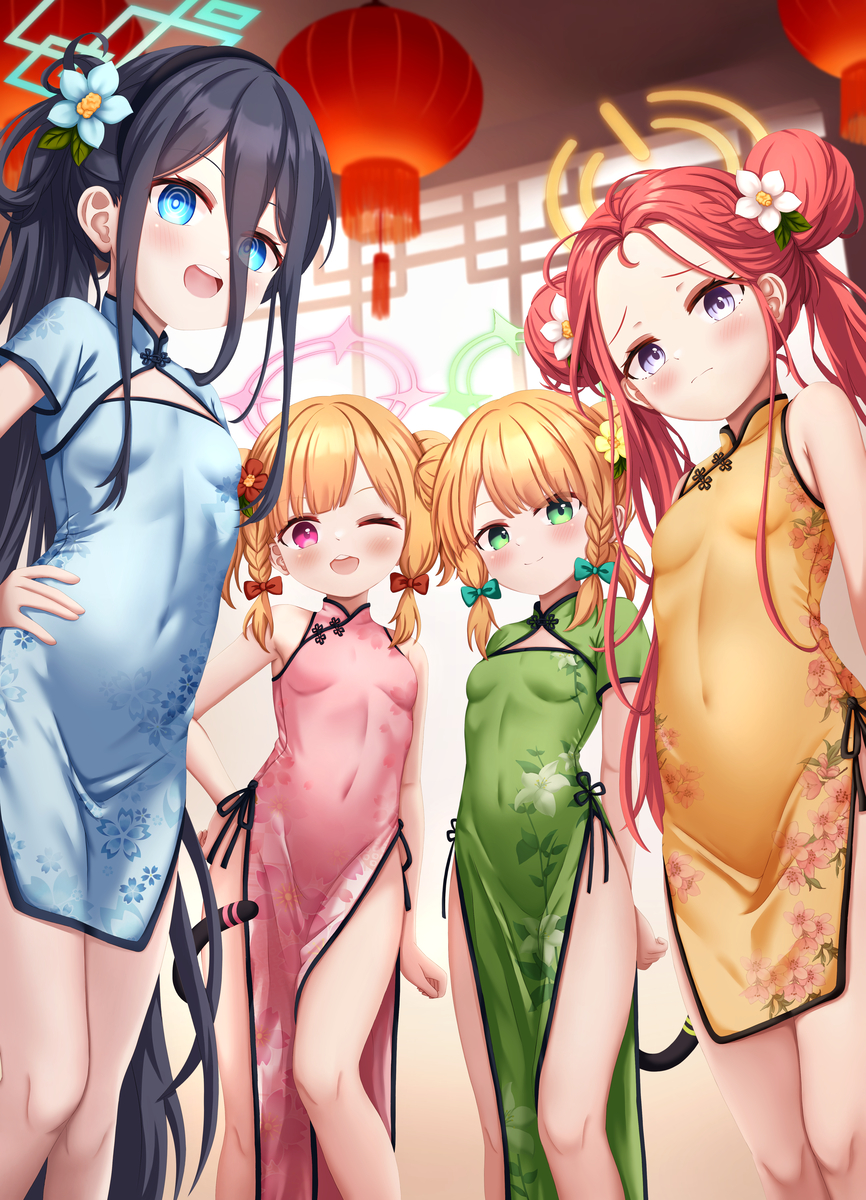 This is a pixiv picture whose title is 画了可爱的旗袍游戏部！祝大家新年快乐！.
