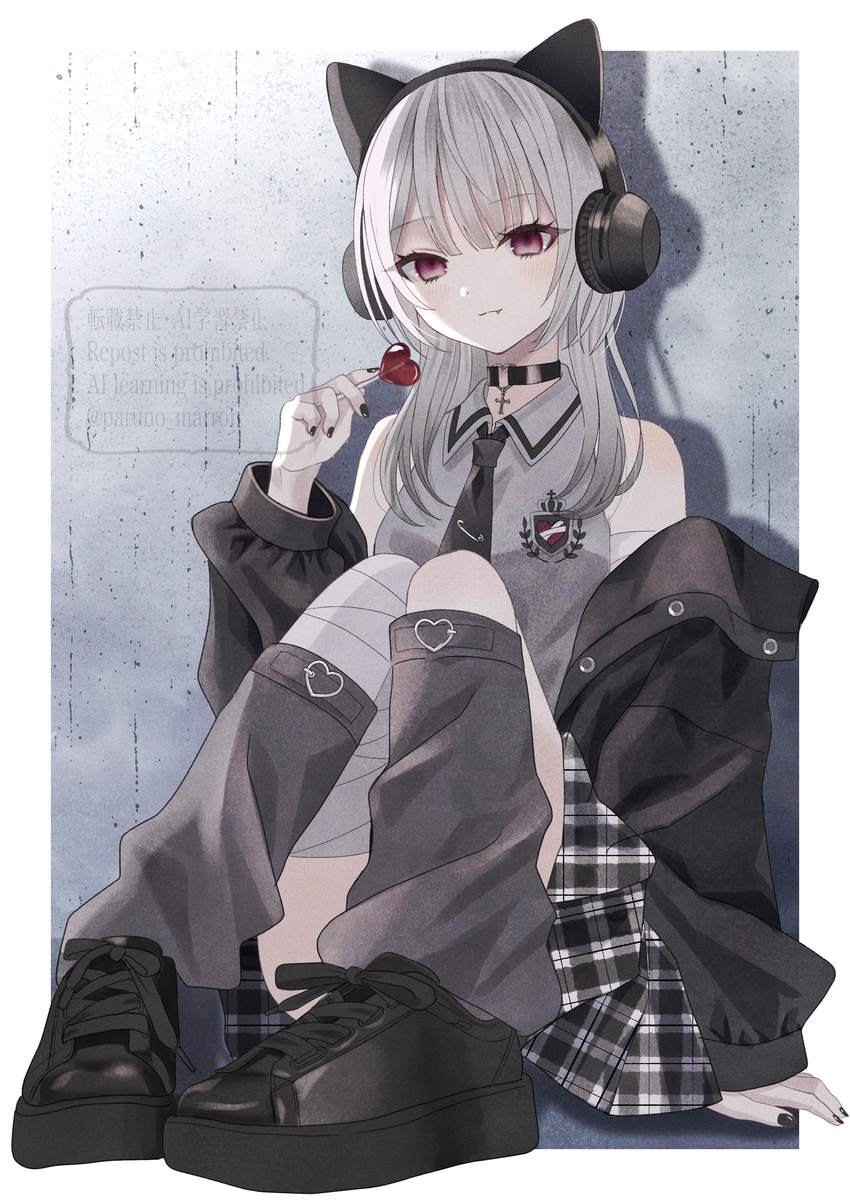 This is a pixiv picture whose title is ❤️‍🩹🐺🎧.