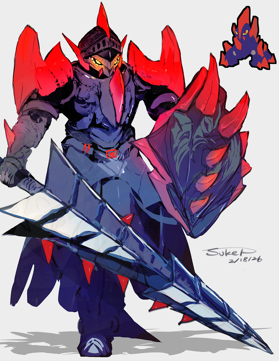 This is a pixiv picture whose title is ギガイアスモチーフの騎士.